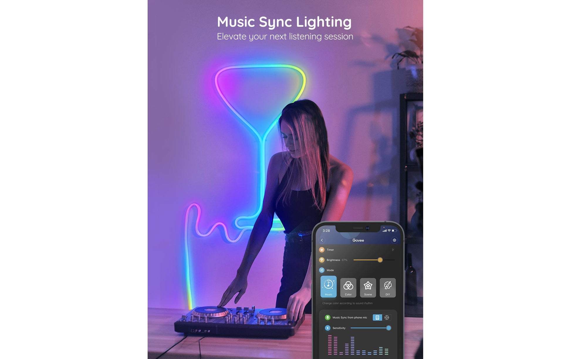 Govee LED-Strip – 3 m, 173 lm, 36 W, RGBIC, WiFi/BT, Matter, für Alexa, weiss