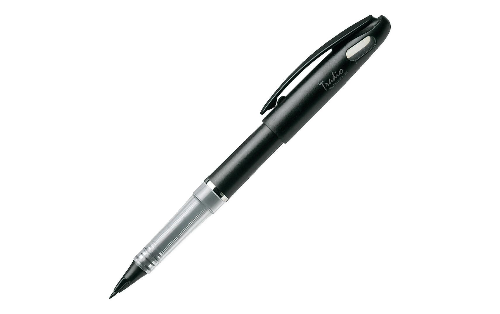 Pentel Tradio Stylo – Tintenroller, mit Kappe, 0,4–0,7 mm, schwarz, für Linkshänder