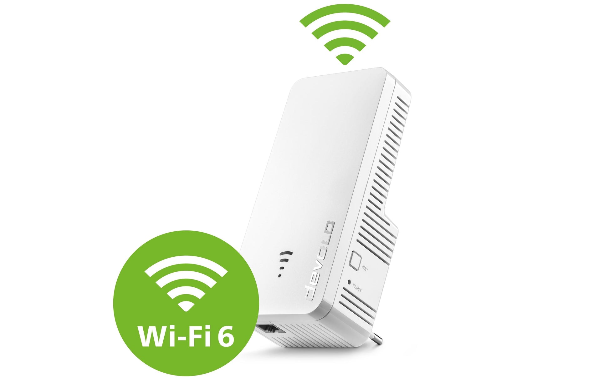 Devolo Wi-Fi 6 Repeater 3000 – Wi-Fi 6, Dual-Band, bis 3 Gbit/s, 1× Gigabit LAN