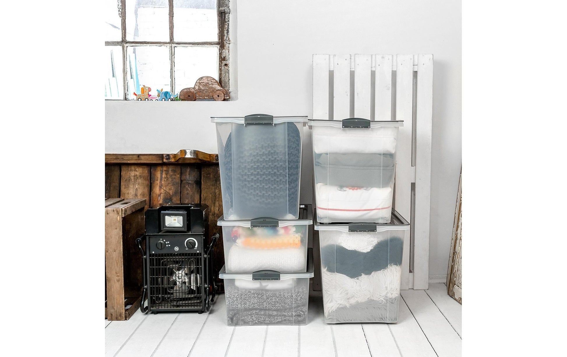 Rotho Aufbewahrungsbox 70 l (mit Deckel) – Polypropylen (PP) – Anthrazit – 395 × 435 × 570 mm
