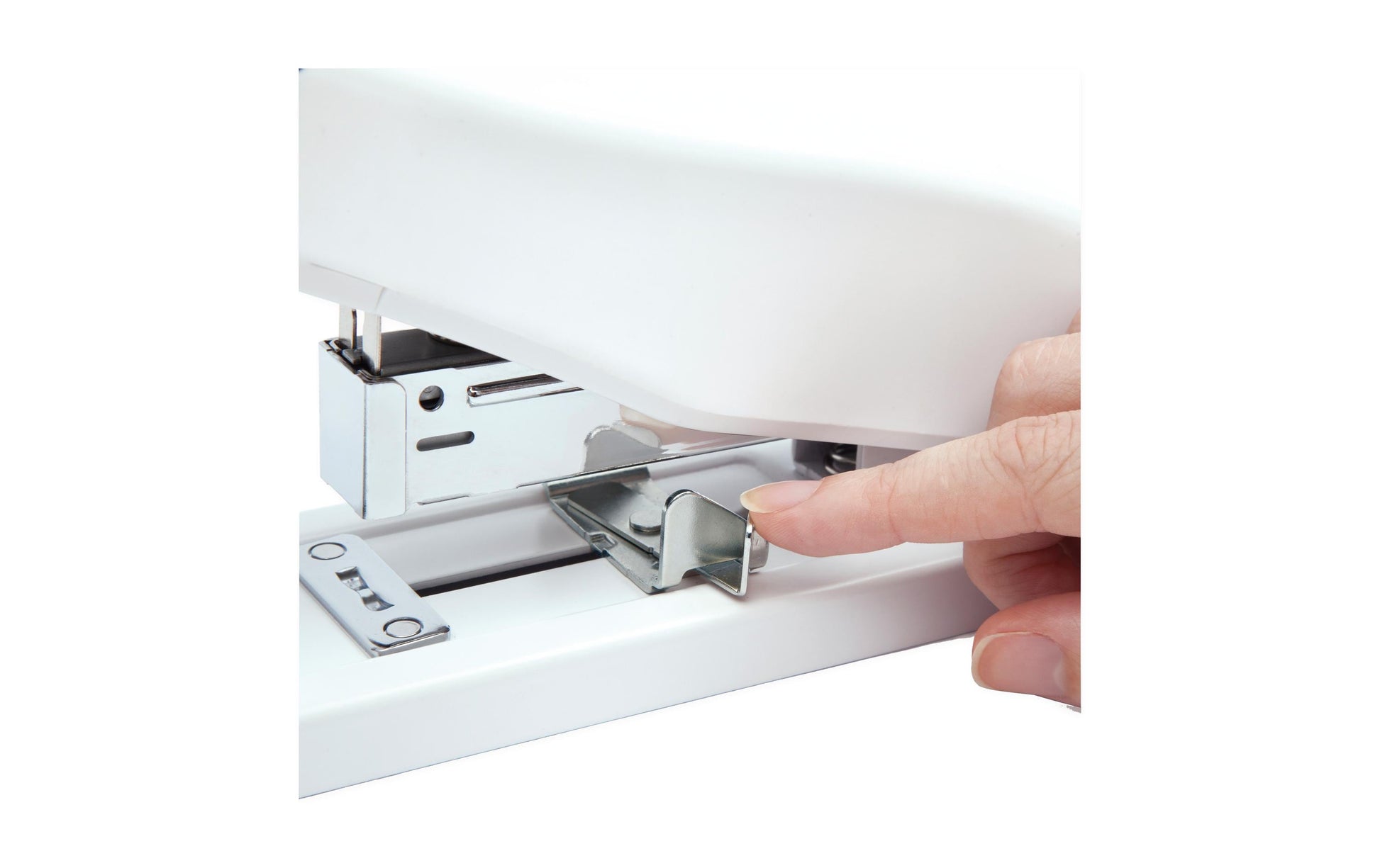 Rapesco ECO HD-100 Blockheftgerät – 100 Blatt, Flat Clinch, für 24/6, 24/8, 923/6-13, Ausladung 55 mm, weiss