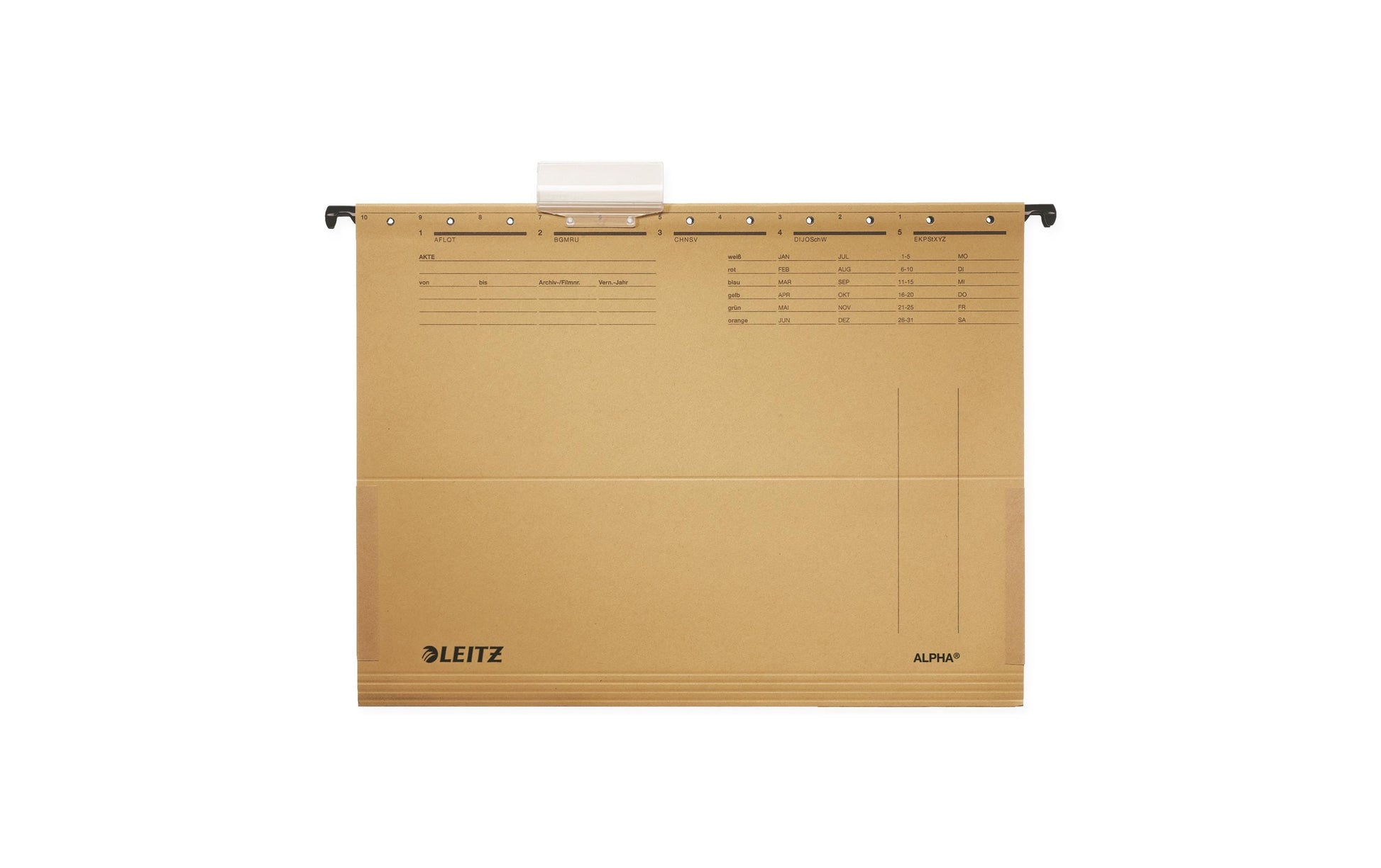 Leitz Hängetasche Alpha – für A4, braun, Karton, 25 Stk., mit Frosch, Etikettenhalter