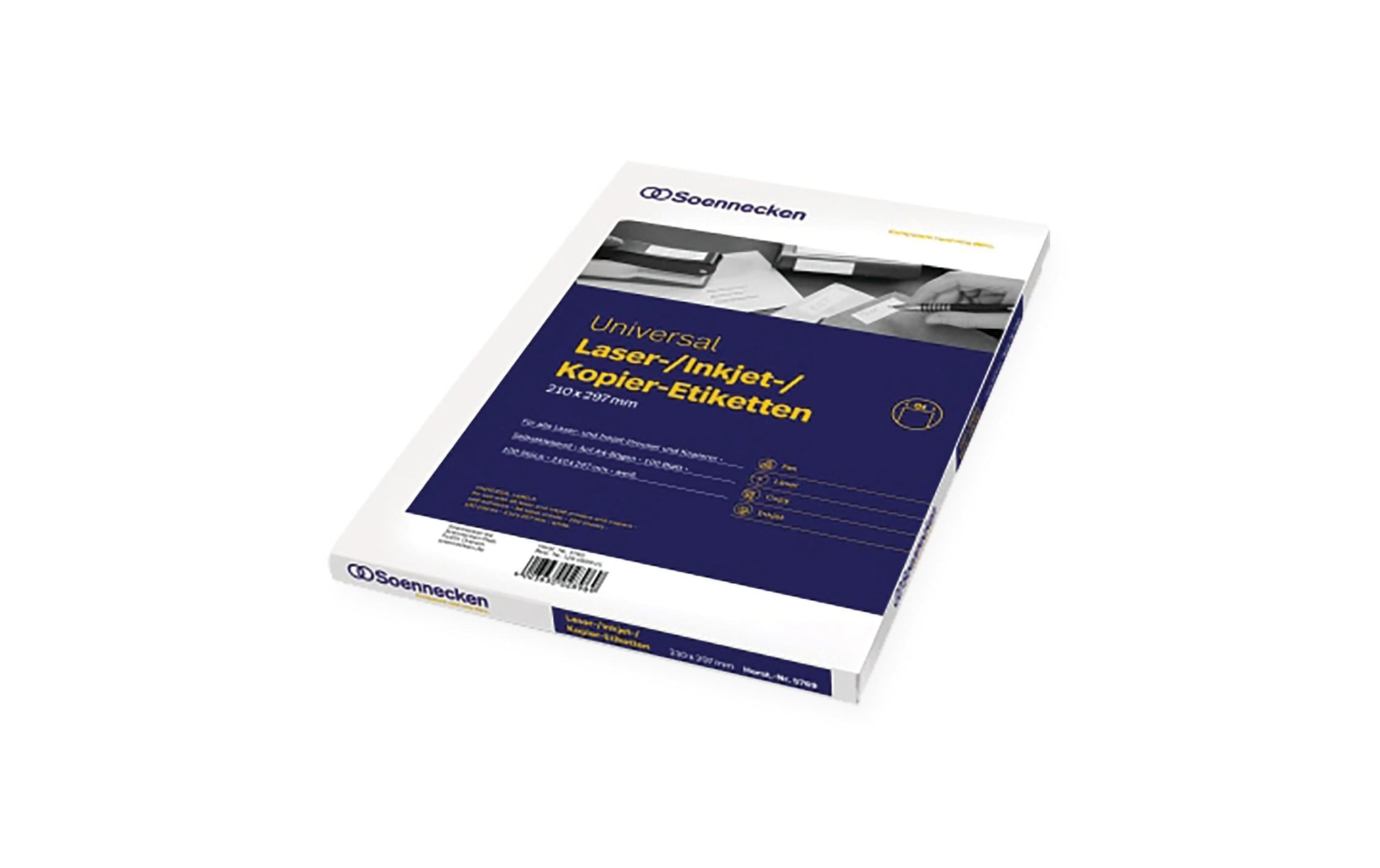 Soennecken Etiketten A4 vollflächig – Papier, weiss – permanent haftend – Laser/Inkjet – 100 Blätter
