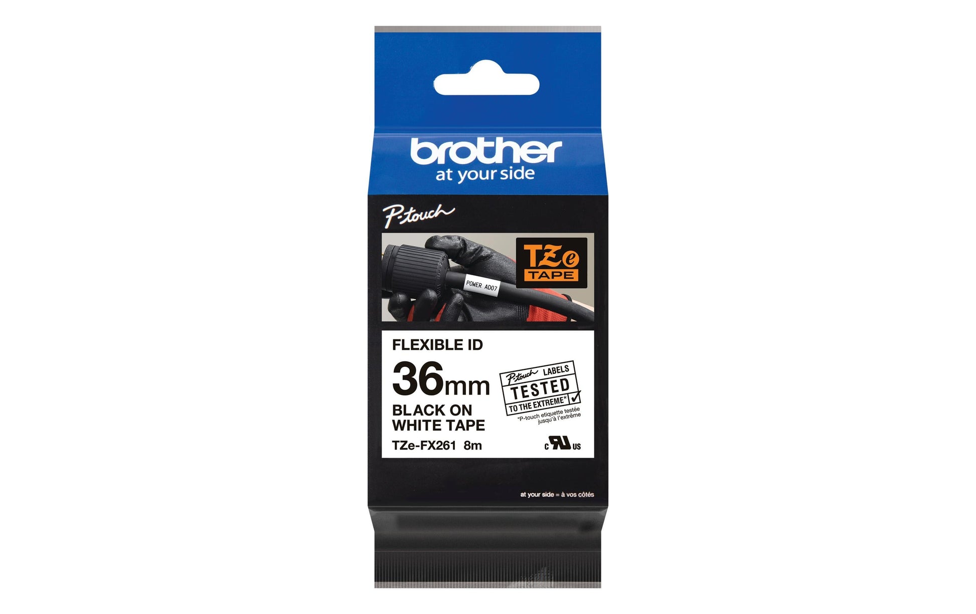 Brother Schriftband – 36 mm × 8 m, weiss, schwarz, TZe