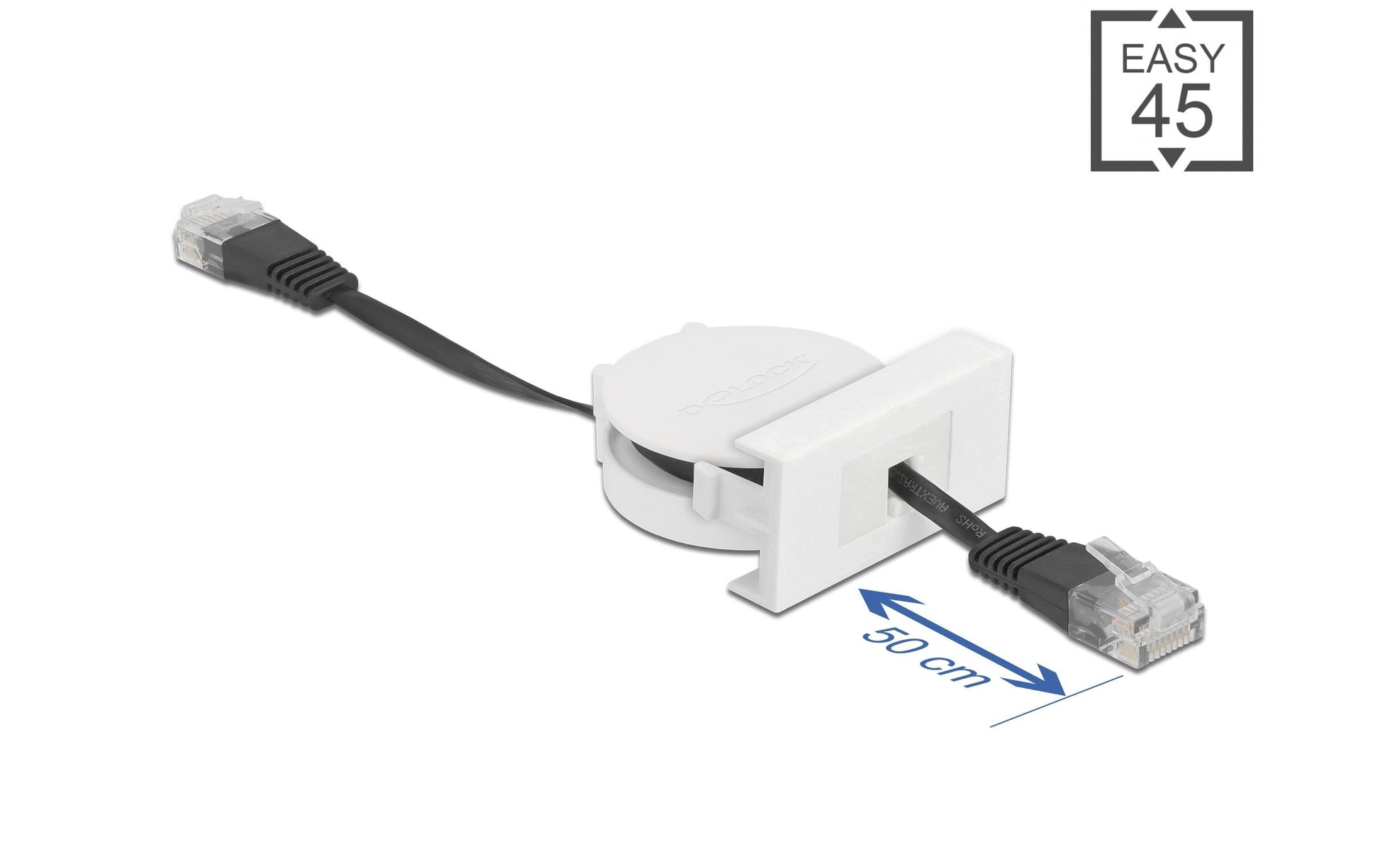 DeLOCK Easy 45 Patchkabel – Cat5e S/FTP, 0,62 m, Schwarz, LSZH, RJ‑45