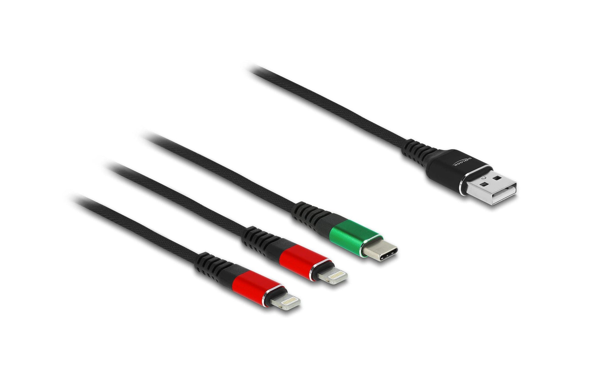 DeLOCK Multi-Kabel – 3-in-1 USB-A auf USB-C/Lightning 1 m – für iPhone/Android