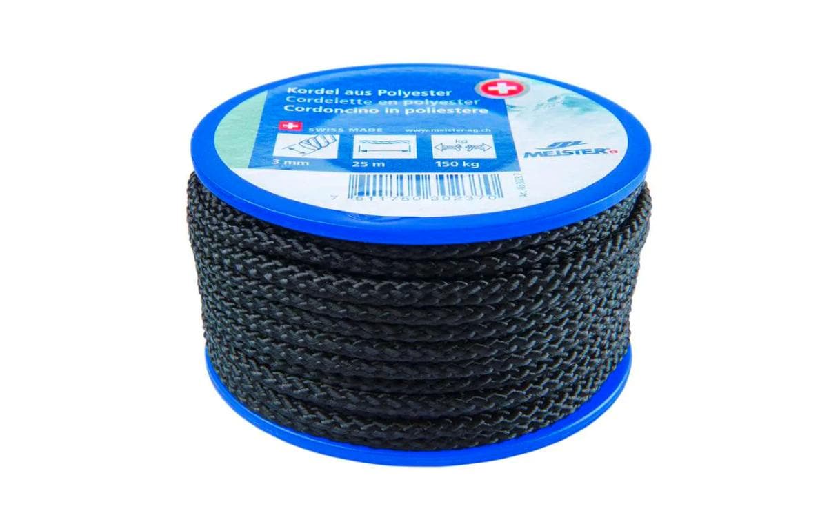 Meister & Cie Meister – Polyesterkordel, schwarz Ø 3 mm × 25 m, 150 kg