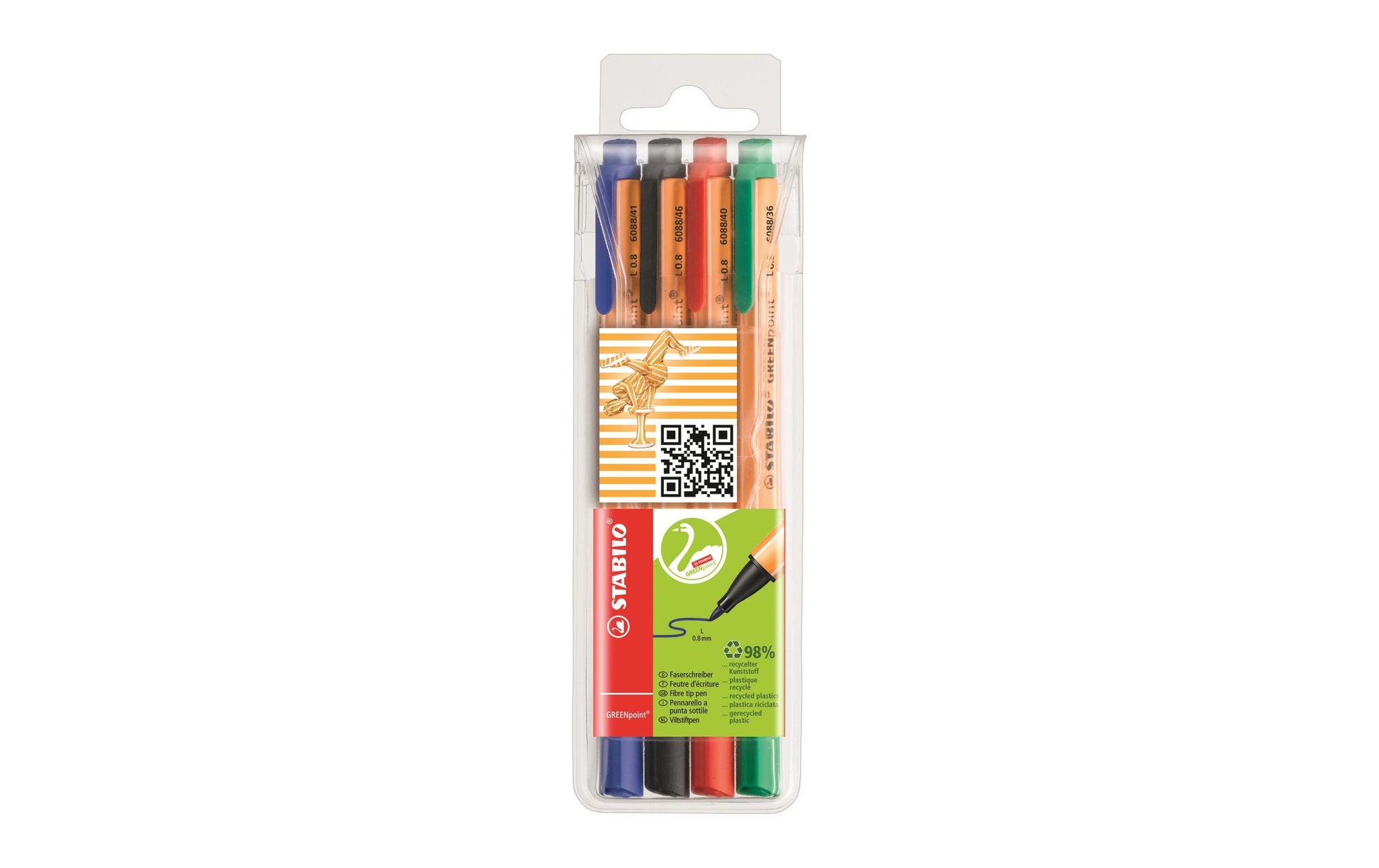 STABILO Filzstifte GREENpoint, Strichbreite 0,8 mm, 4 Farben