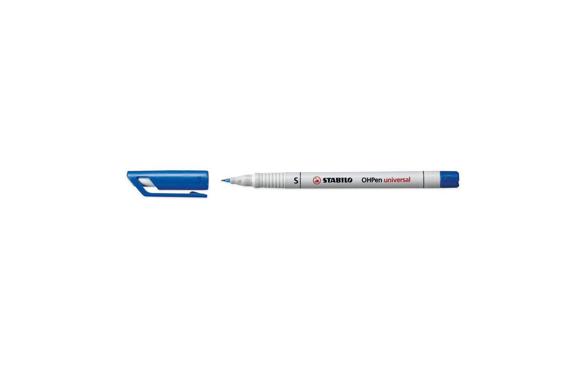 STABILO OHP-Marker – 0,4 mm, blau, 10 Stk., feucht abwischbar – für Folien & glatte Oberflächen
