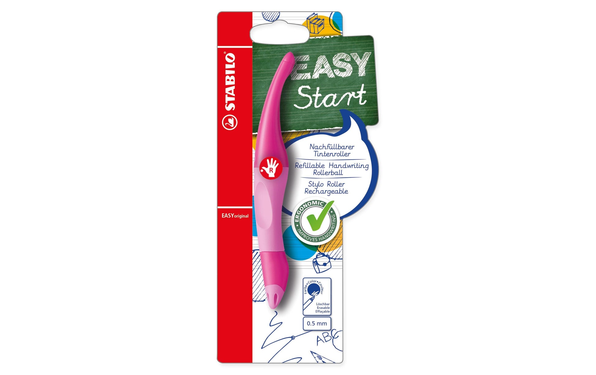 STABILO EASYoriginal Start – Tintenroller, mit Kappe, 0,5 mm, Blau, für Rechtshänder