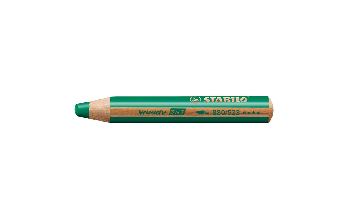 STABILO Woody 3 in 1 Malstift – Dunkelgrün, Jumbo, Ø 10 mm
