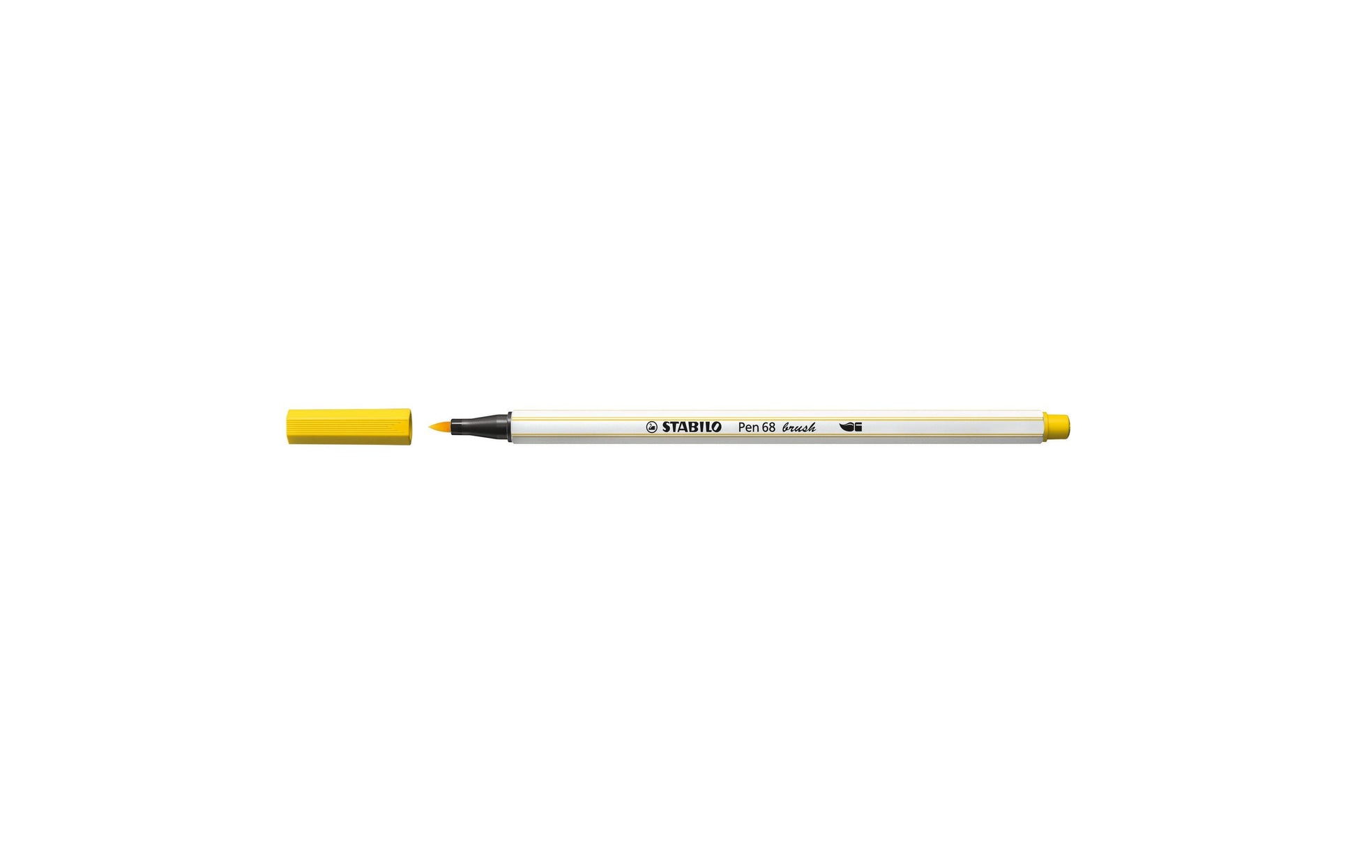 STABILO Pen 68 Brush Filzstift – Pinselspitze, 1 mm, wasservermalbar, Gelb