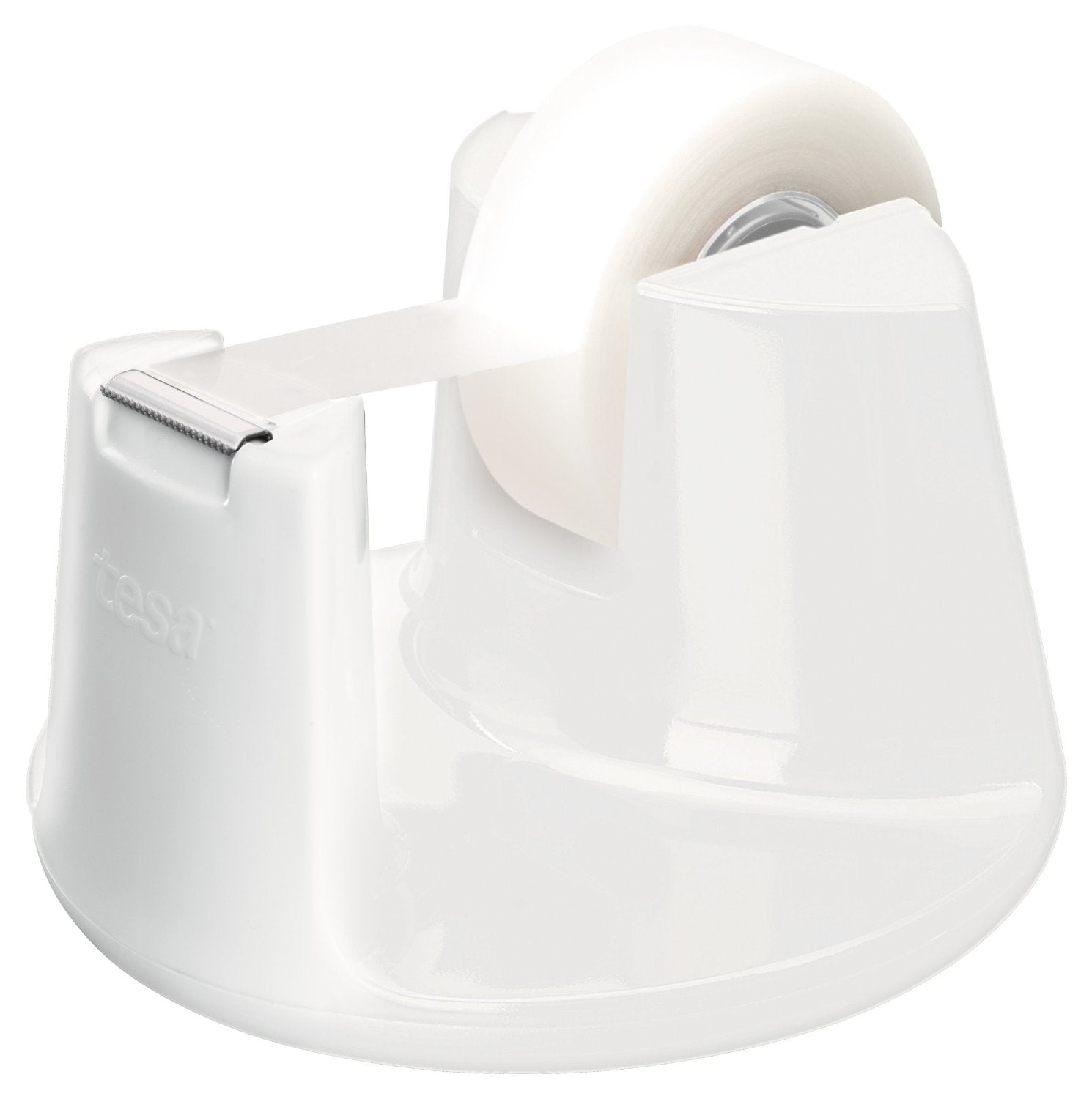 TESA Tischabroller EasyCut – für Klebeband bis 19 mm × 33 m, inkl. 1 Rolle 19 mm × 33 m, weiss