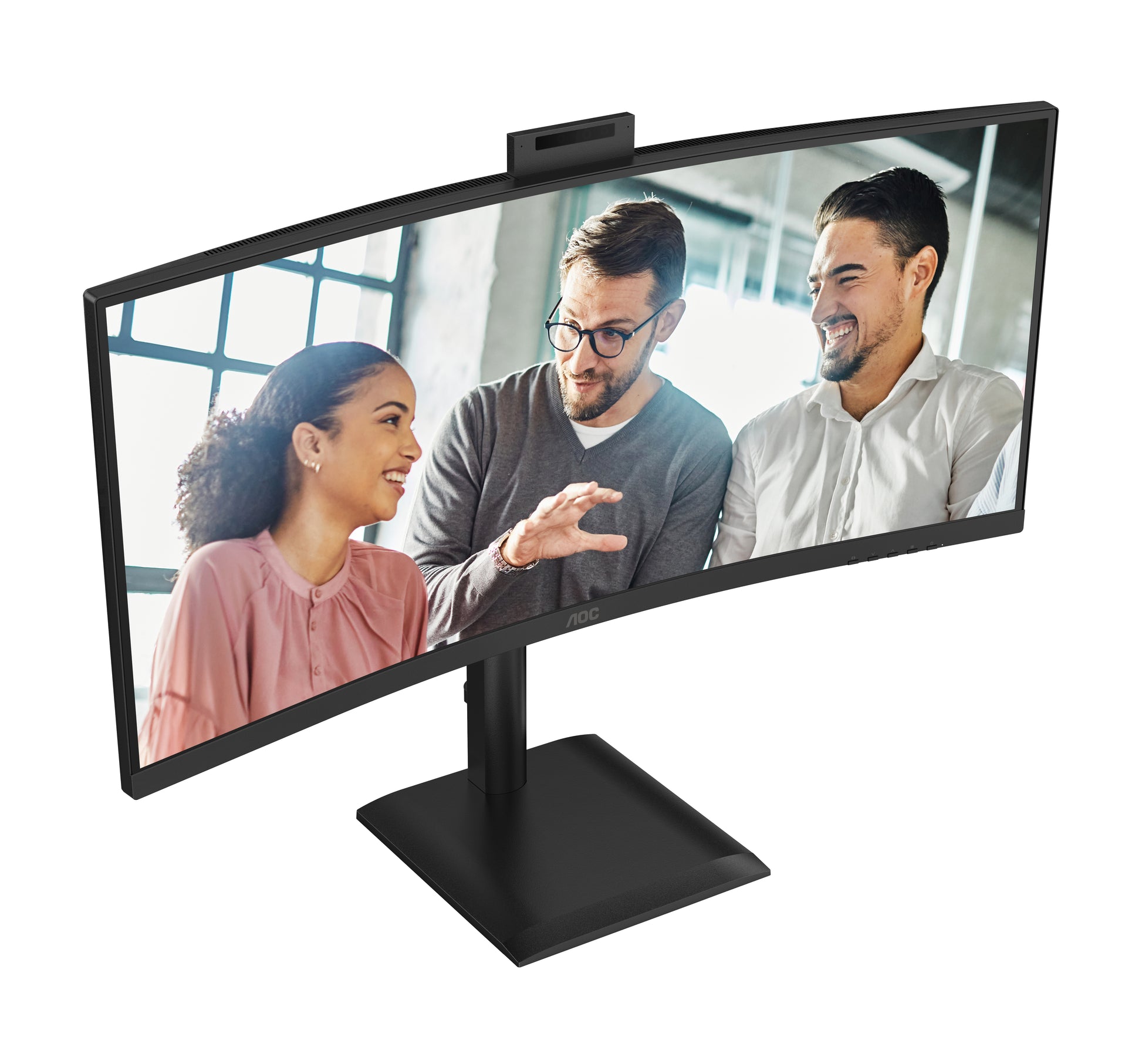 AOC E4 CU34E4CW – 34" Gebogen 1500R, 3440 × 1440 (UWQHD), VA, 120 Hz, USB-C 90 W, Webcam, KVM, LAN
