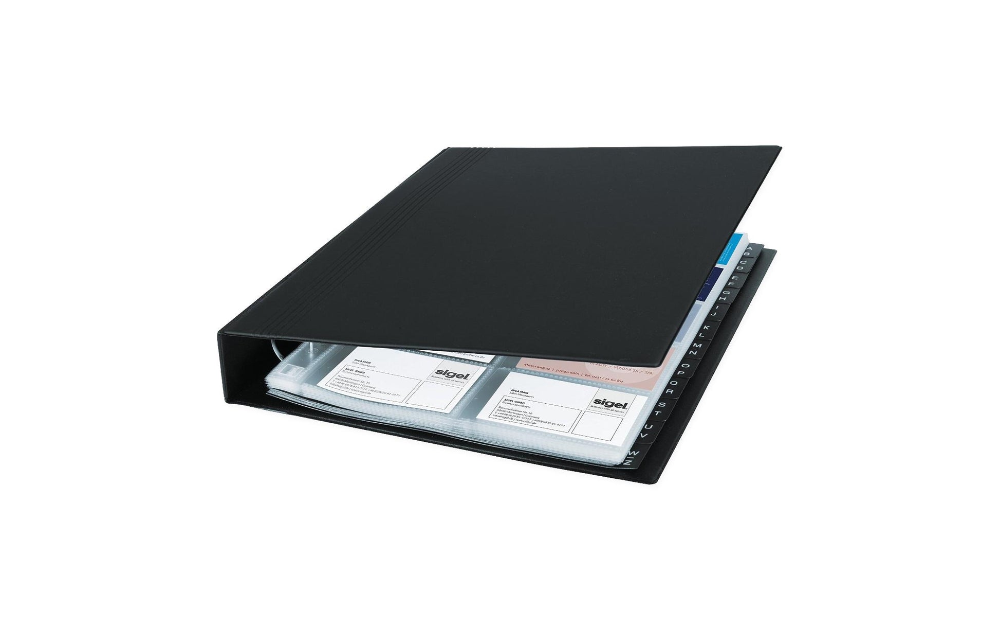 Sigel Visitenkartenbuch – Kunststoff, schwarz, 53 × 325 mm – für Visitenkarten