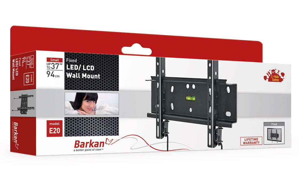 Barkan Mounting Systems Barkan Wandhalterung – Fix – 14–37" – VESA 200×200 – bis 40 kg – WH E20