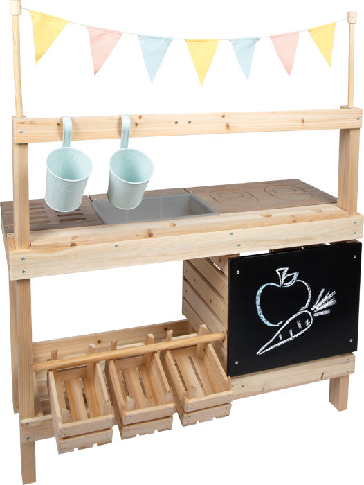 Small foot Spielküche – Matschküche und Kaufladen – 91 × 106 × 35 cm – ab 3 J. – Holz, mehrfarbig