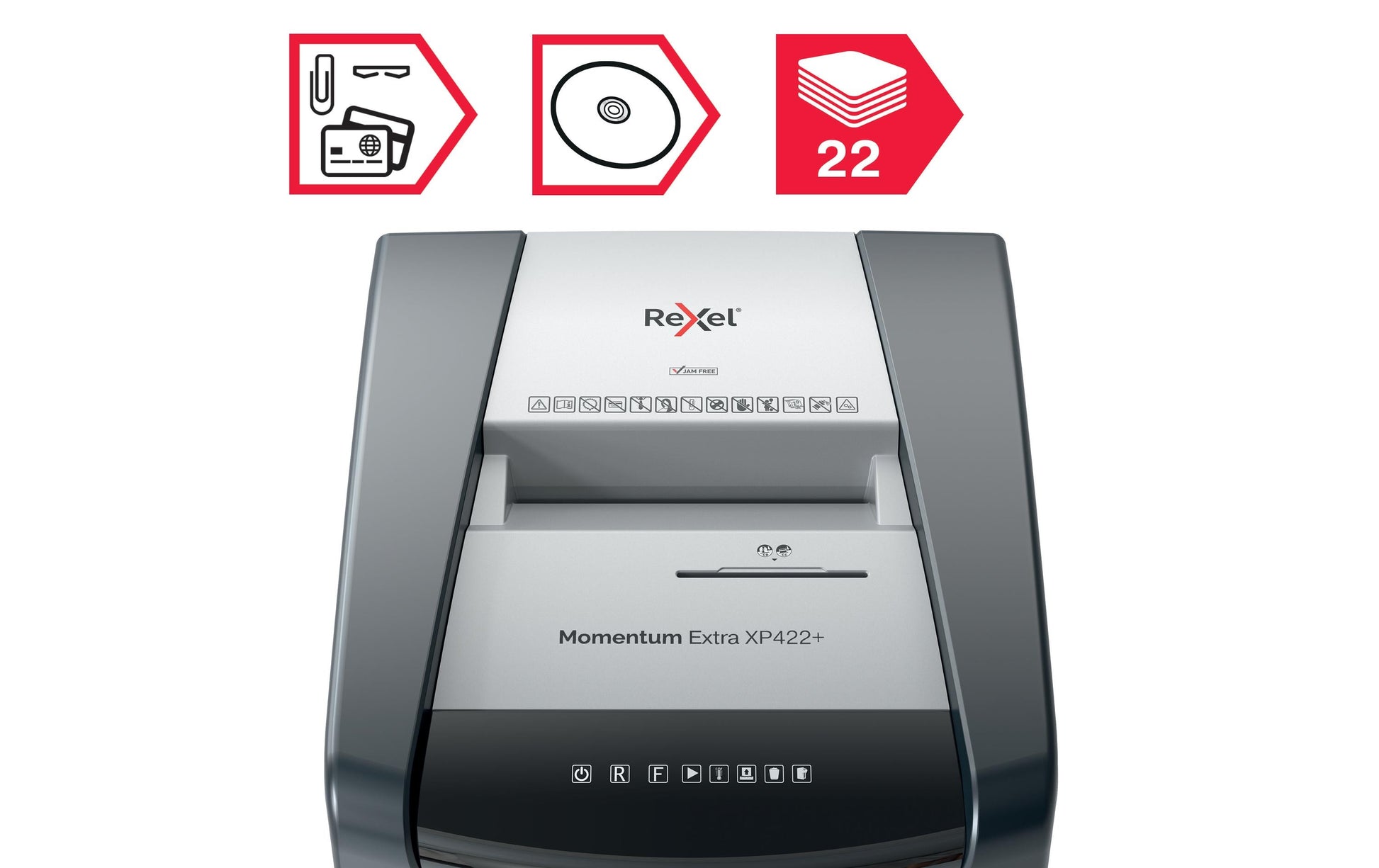 Rexel Momentum XP422+ – Aktenvernichter, DIN P-4, Partikelschnitt 4 × 35 mm, 22 Blatt, 85 l, A4