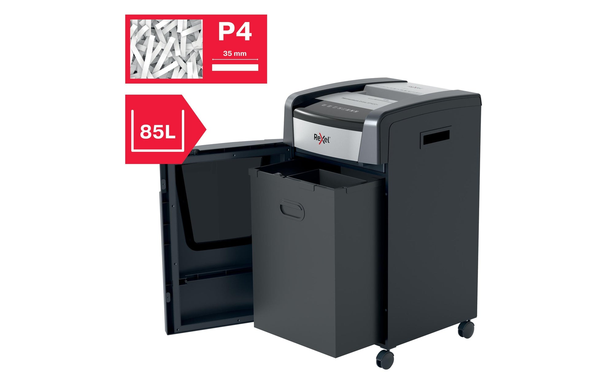 Rexel Momentum XP422+ – Aktenvernichter, DIN P-4, Partikelschnitt 4 × 35 mm, 22 Blatt, 85 l, A4