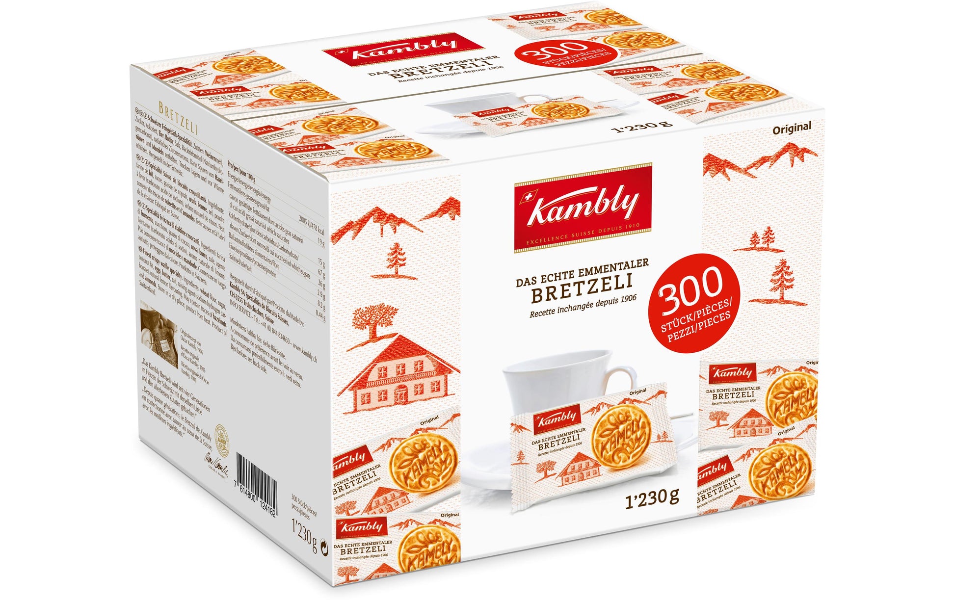 Kambly Bretzeli Portionen – Natur – 300 Stück, 1,23 kg