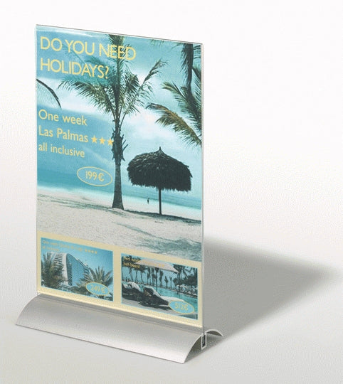 Durable Tischaufsteller – für A4 – Aluminiumstandfuss – transparent – Acryl – 212×323×85 mm