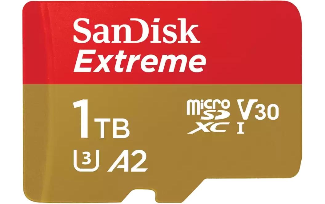 SanDisk EXTREME microSDXC – 1 TB, 190 MB/s Lesen, 130 MB/s Schreiben, A2, C10, mit SD-Adapter