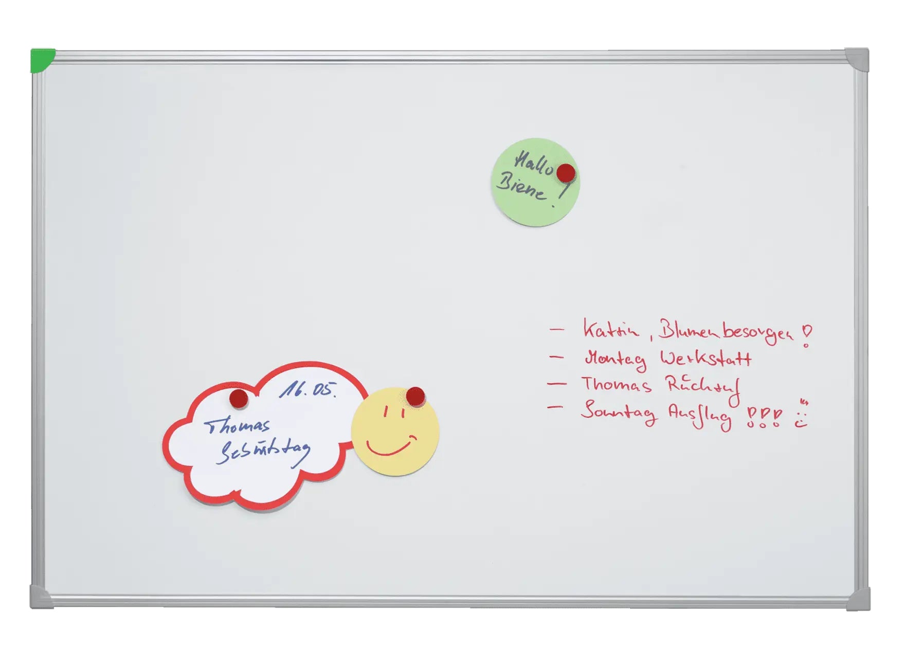Franken Whiteboard – 90 × 60 cm, lackierter Stahl, magnetisch, Alu-Rahmen, Wandmontage, inkl. Stiftablage