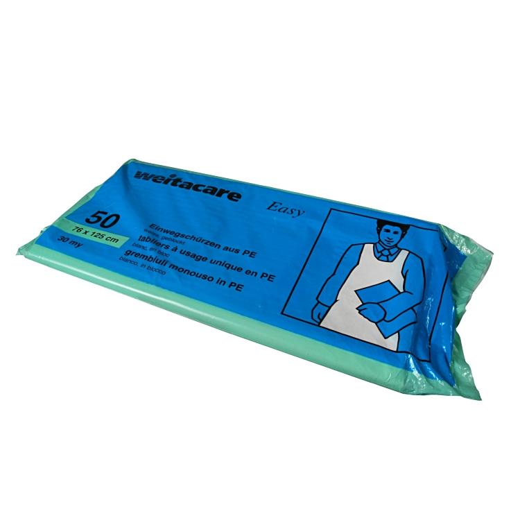Weitawear Einwegschürze – 76×125 cm, LDPE, Weiss, 50 Stück