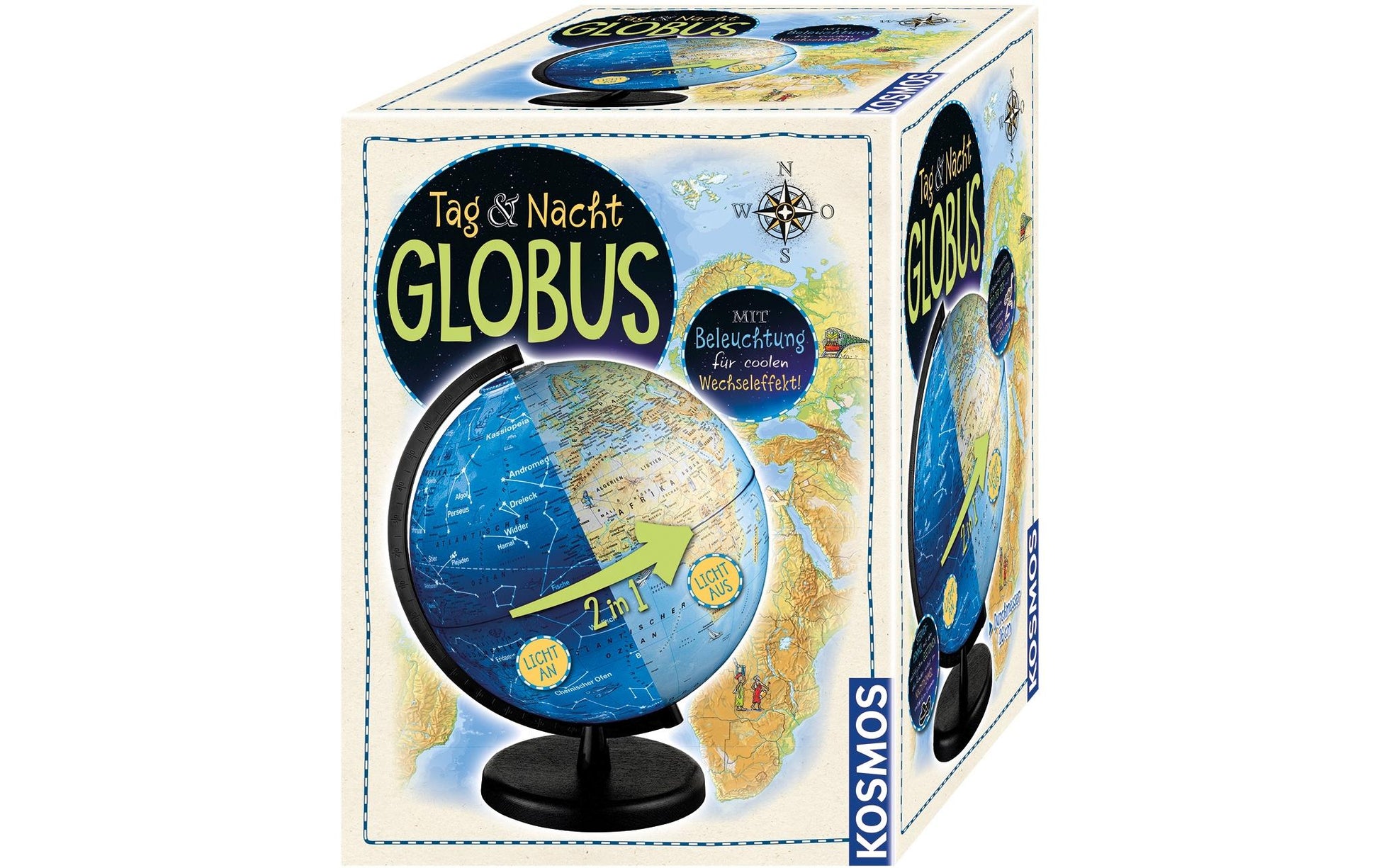 Kosmos Experimentier-Bausatz – Globus Tag & Nacht, Lichteffekte, netzbetrieben, ab 7 Jahren, Deutsch