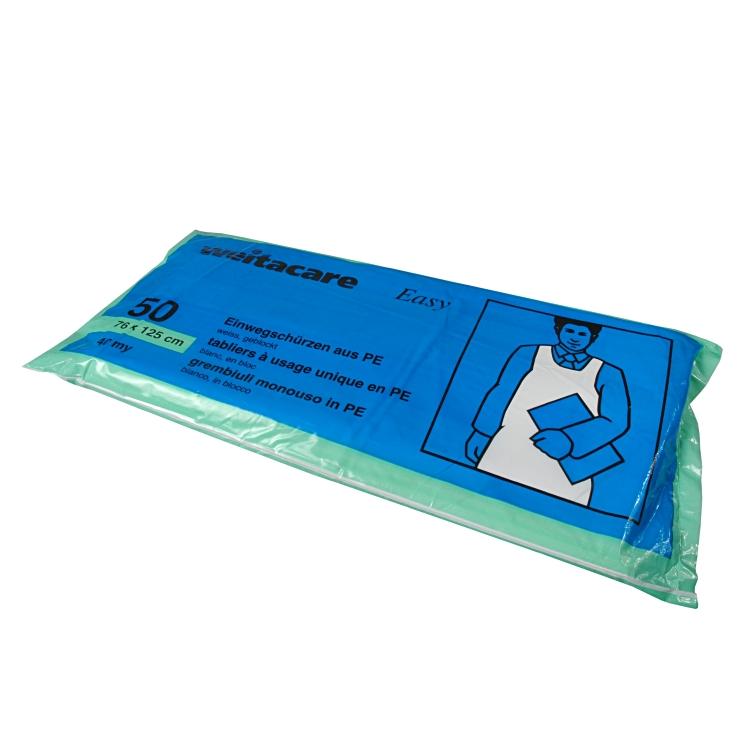 Weitawear Schürze – LDPE, 40 µm – 76×125 cm – Weiss, Beutel à 50 Stück