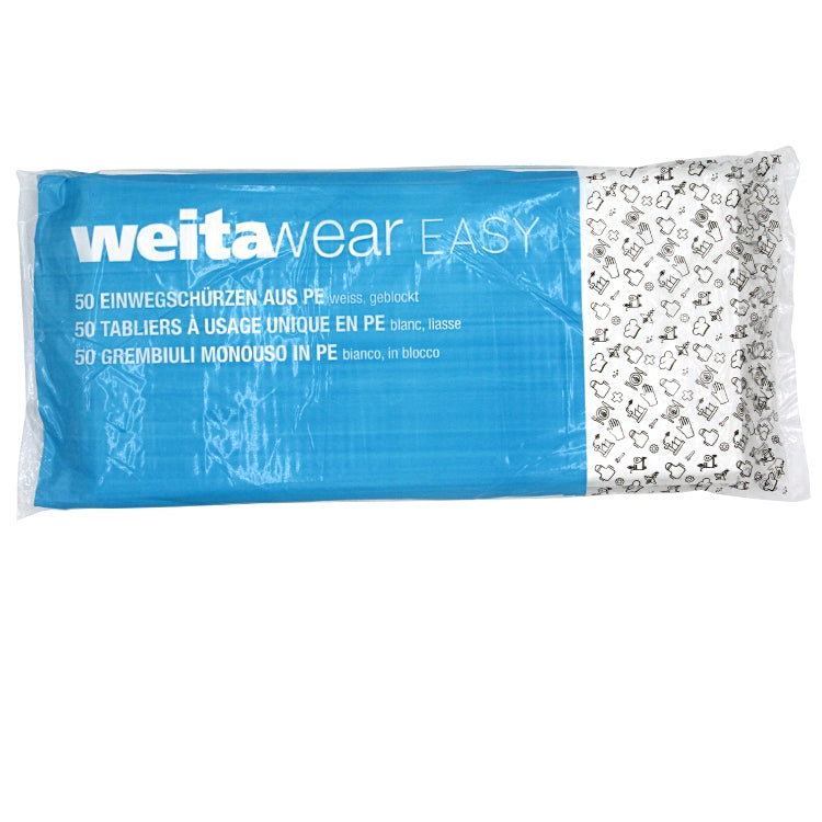 Weitawear Schürze – LDPE, 76×140 cm, Weiss, 50 Stück (Beutel)