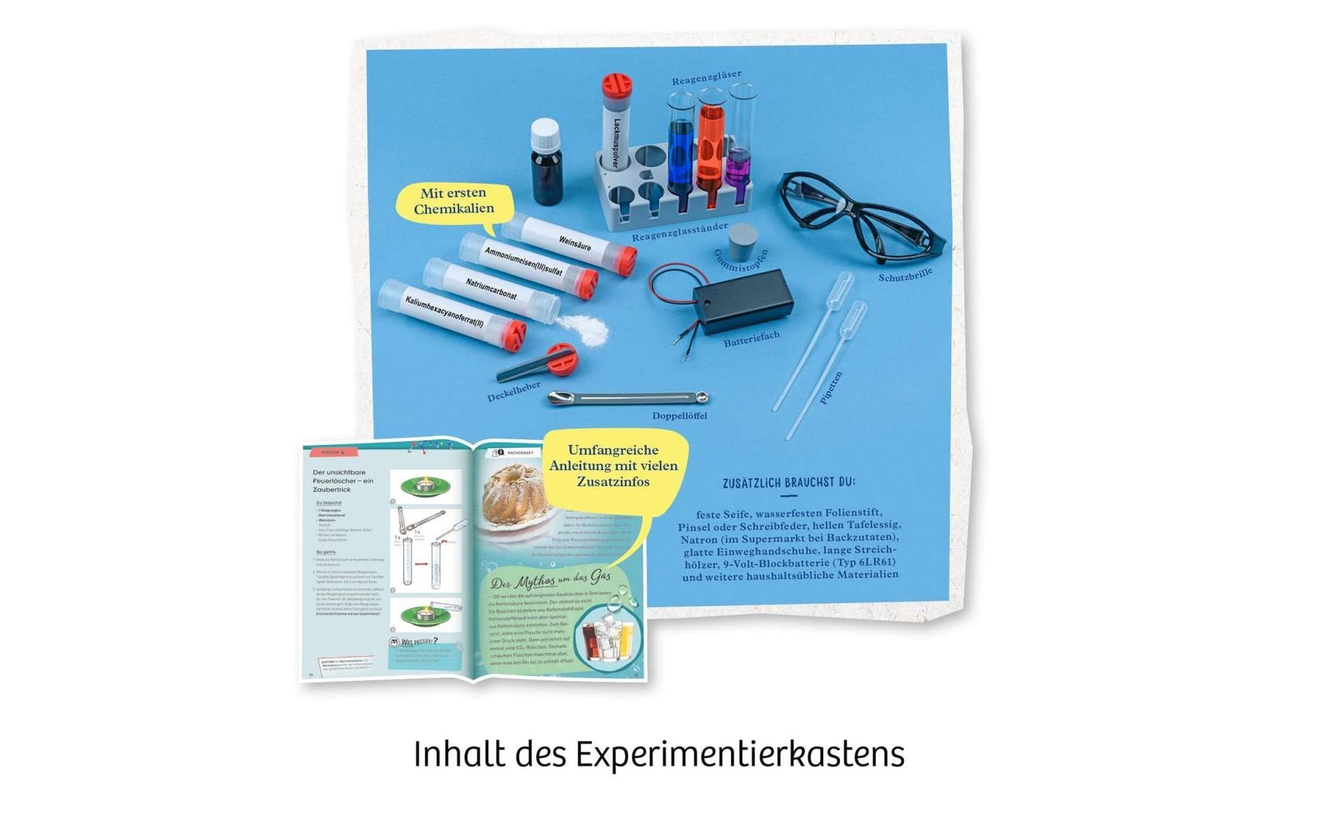 Kosmos Experimentier-Bausatz – Chemielabor C 500 X, inkl. Anleitung (52 Seiten), ab 9 Jahren