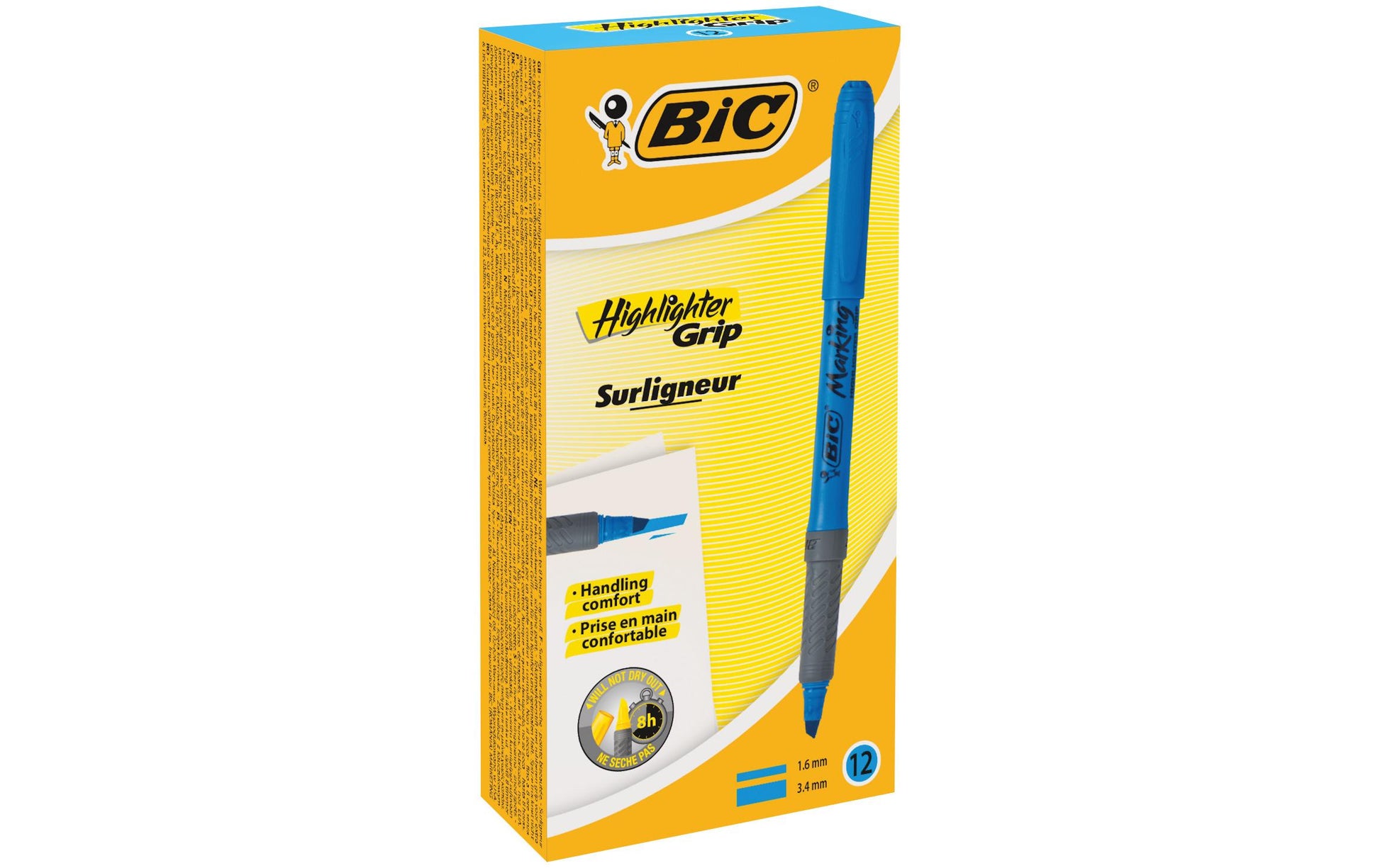 BIC Brite Liner Grip Textmarker Blau – Keilspitze