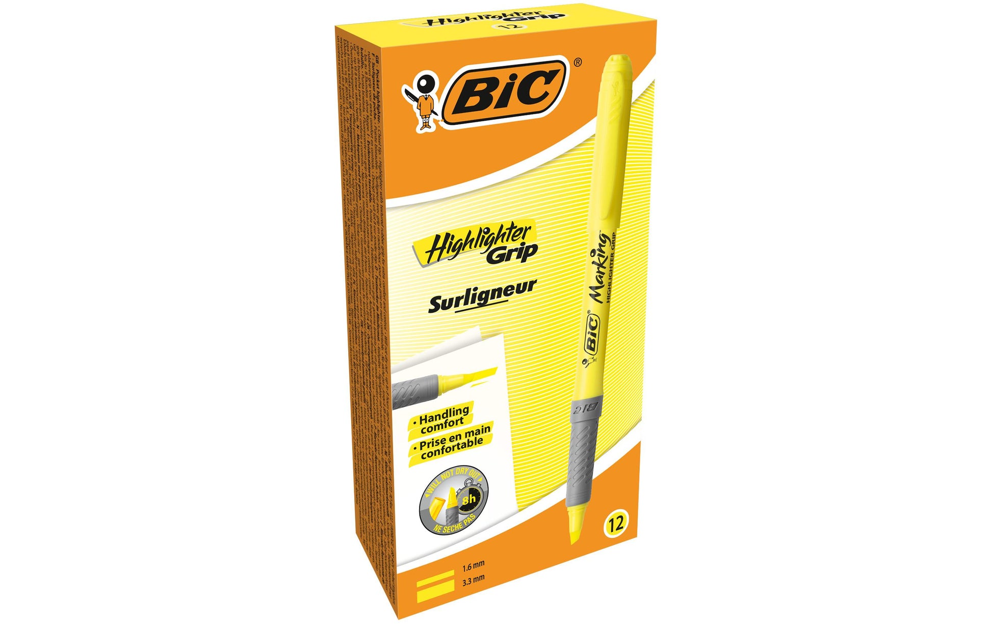 BIC 811935 Textmarker Gelb Set 12 Stück – Keilspitze