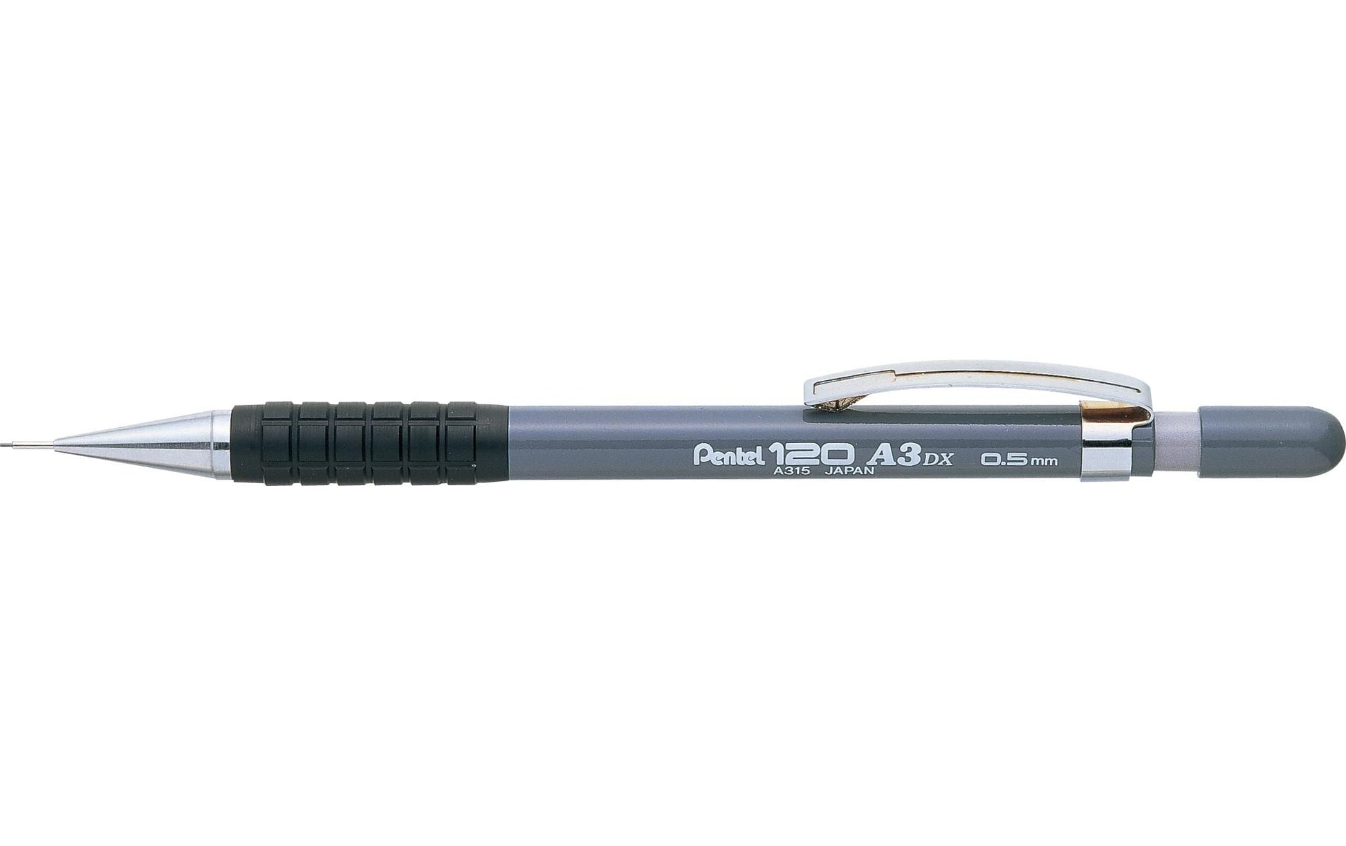 Pentel 120 A3 DX Druckbleistift – 0,5 mm, grau, starres 4 mm Führungsröhrchen