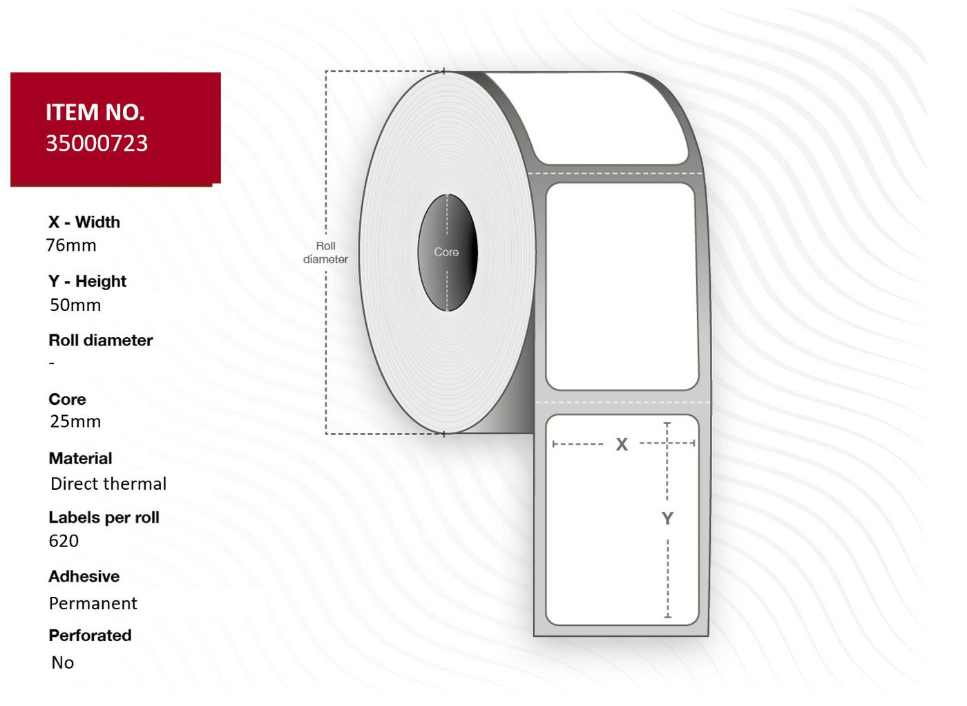 Capture Etiketten (Rolle) 76 × 50 mm – weiss – permanent haftend – Thermodirekt – 620 Etiketten/Rolle