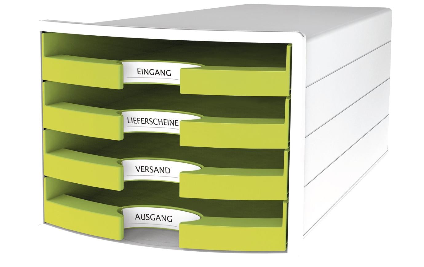 HAN Schubladenelement – 4 Schubladen, grün, Polypropylen (PP), B 280 × H 235 × T 367 mm