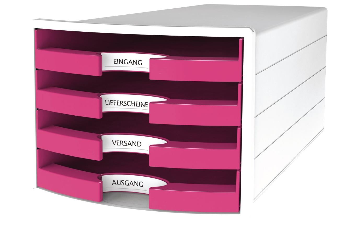 HAN Schubladenelement – 4 Schubladen, Rosa, Polypropylen (PP), B 280 × H 235 × T 367 mm