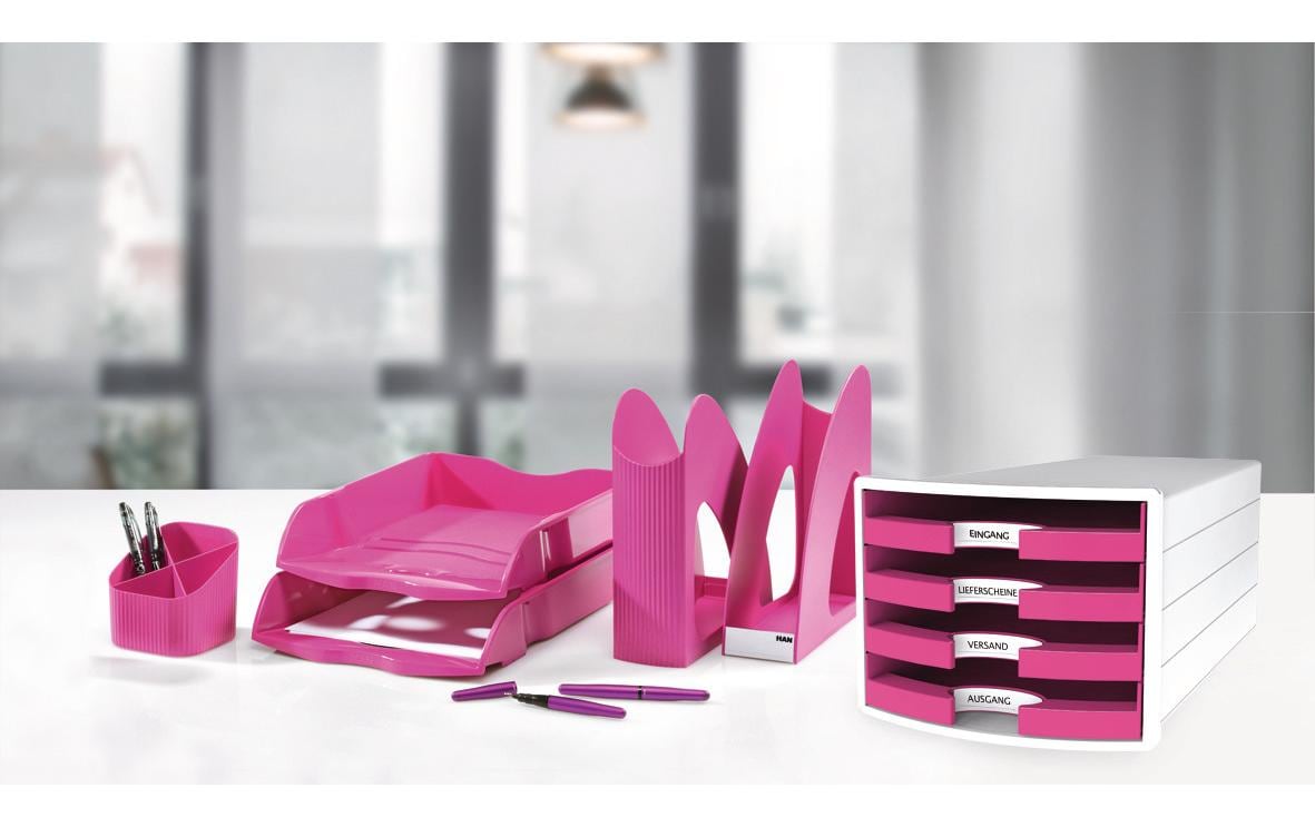 HAN Schubladenelement – 4 Schubladen, Rosa, Polypropylen (PP), B 280 × H 235 × T 367 mm