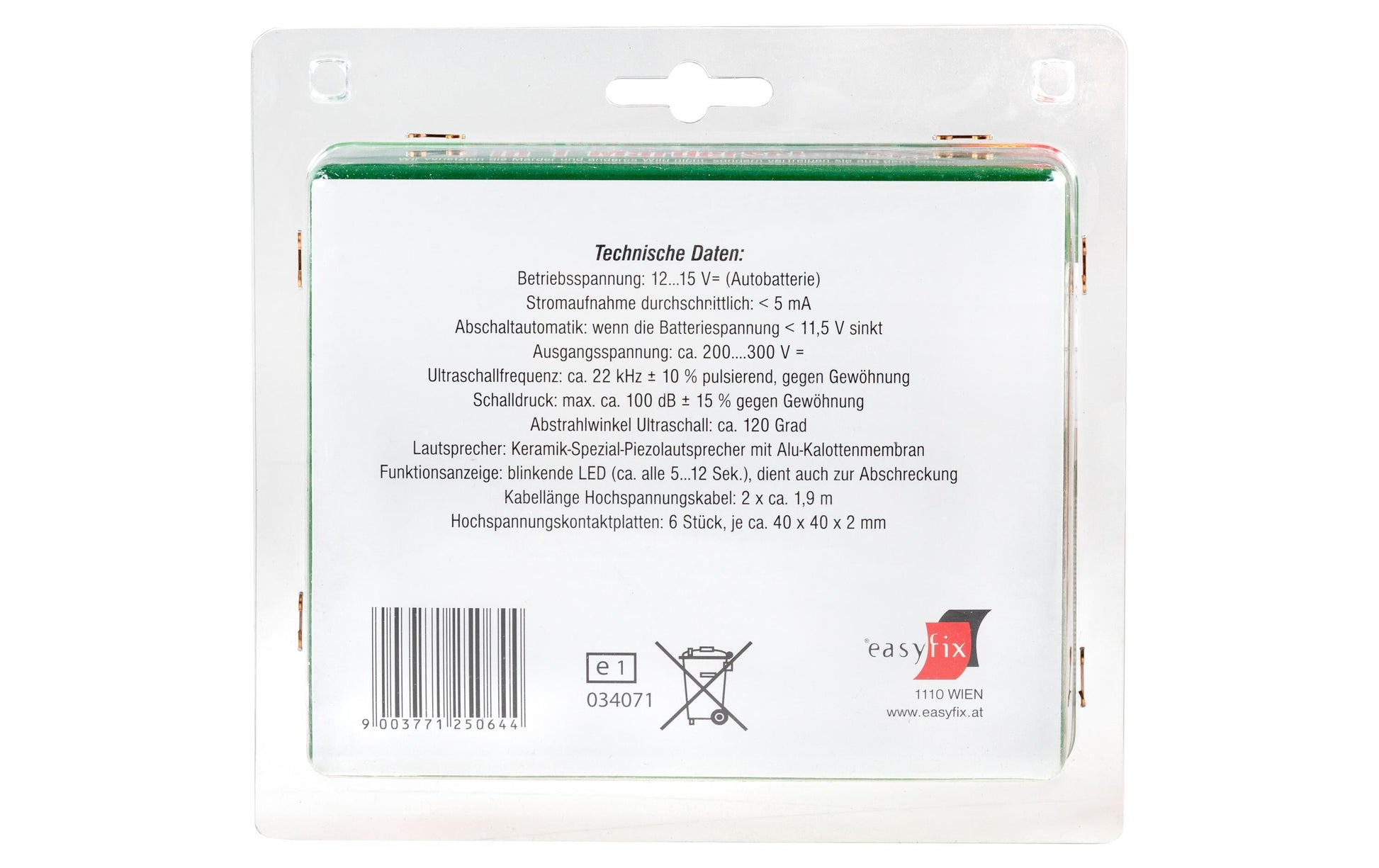 VR Technics Marderschock 3in1 (12V) Insektenfalle – 4 × 4 cm – Grün – Ultraschall, Hochspannung und Licht – für