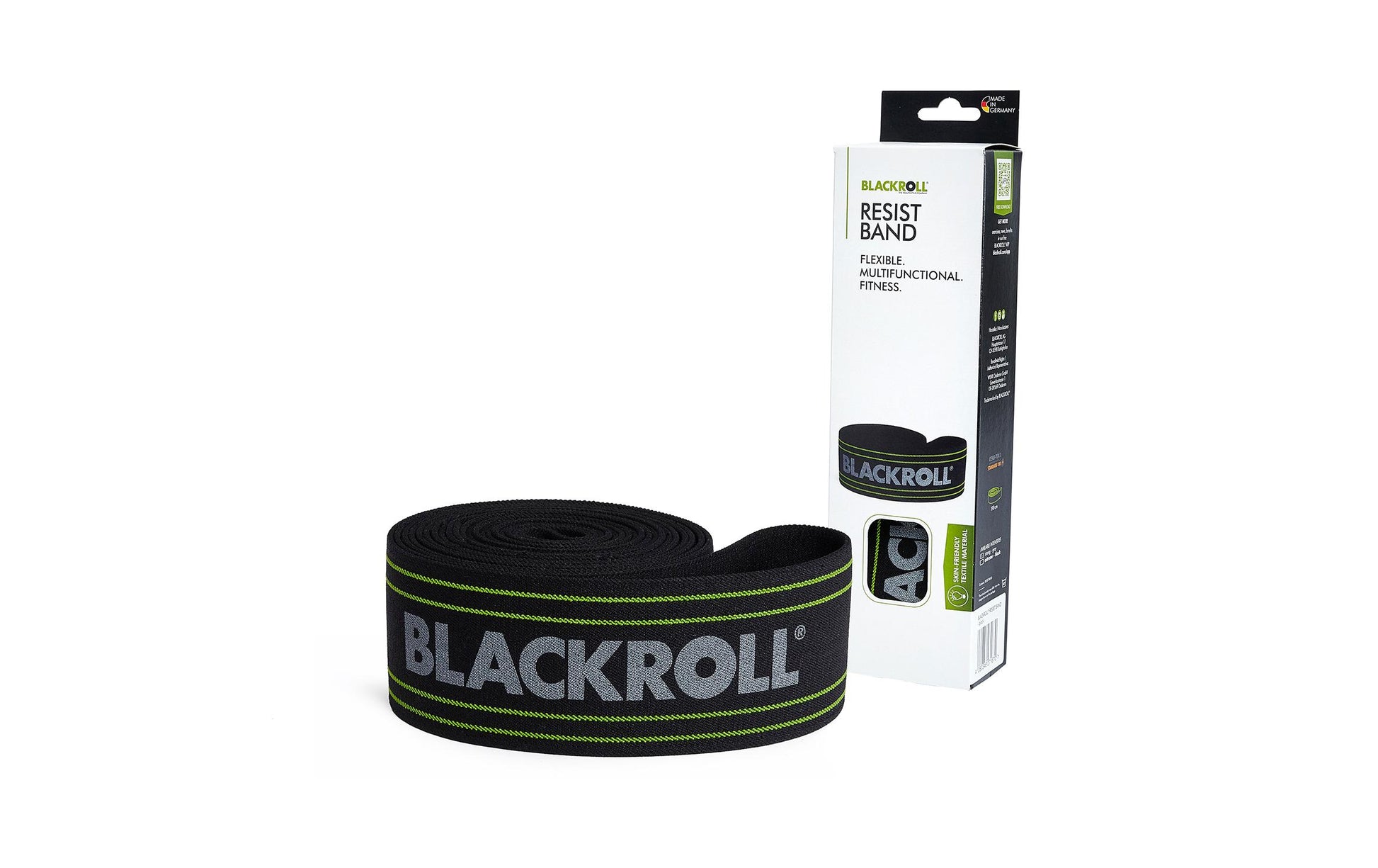 Blackroll Fitnessband – sehr starker Widerstand – 190 cm × 6 cm – schwarz, Naturkautschuk/Polyester