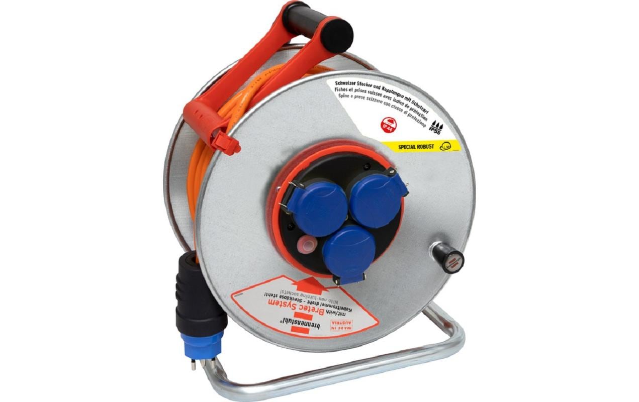 Brennenstuhl Garant SK Bretec 290 Kabelrolle, 33 m, 3×T13, IP55 – orange