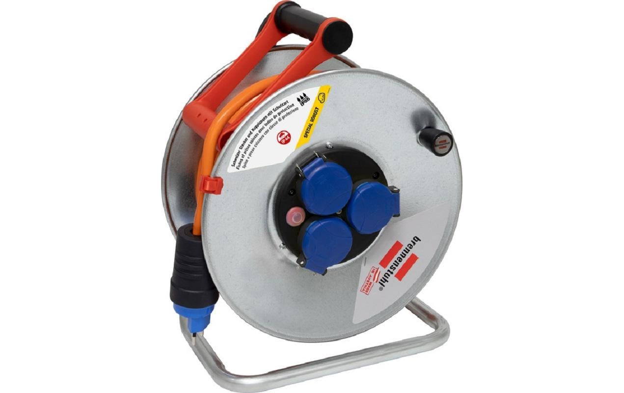 Brennenstuhl Kabelrolle – 3× T13, 25 m, IP55, Aussen, Orange