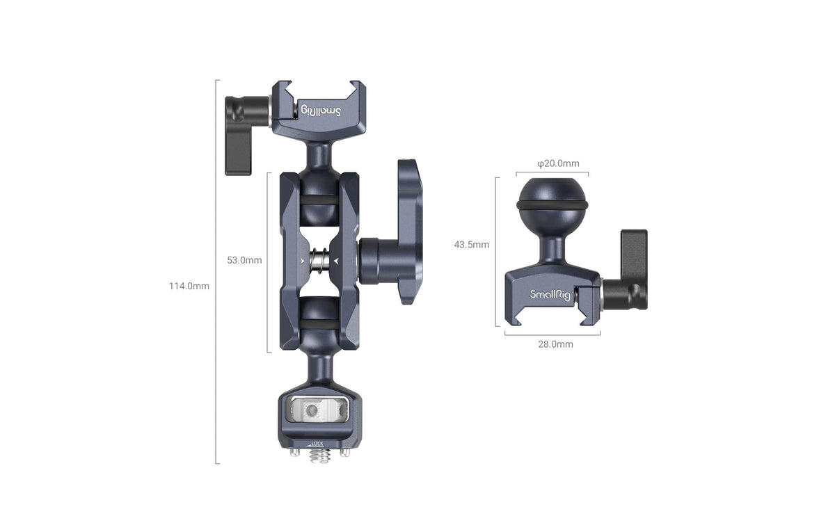 SmallRig Magic Arm Montagearm mit Doppel-Kugelköpfen – 6 kg Traglast – Aluminium, Grau