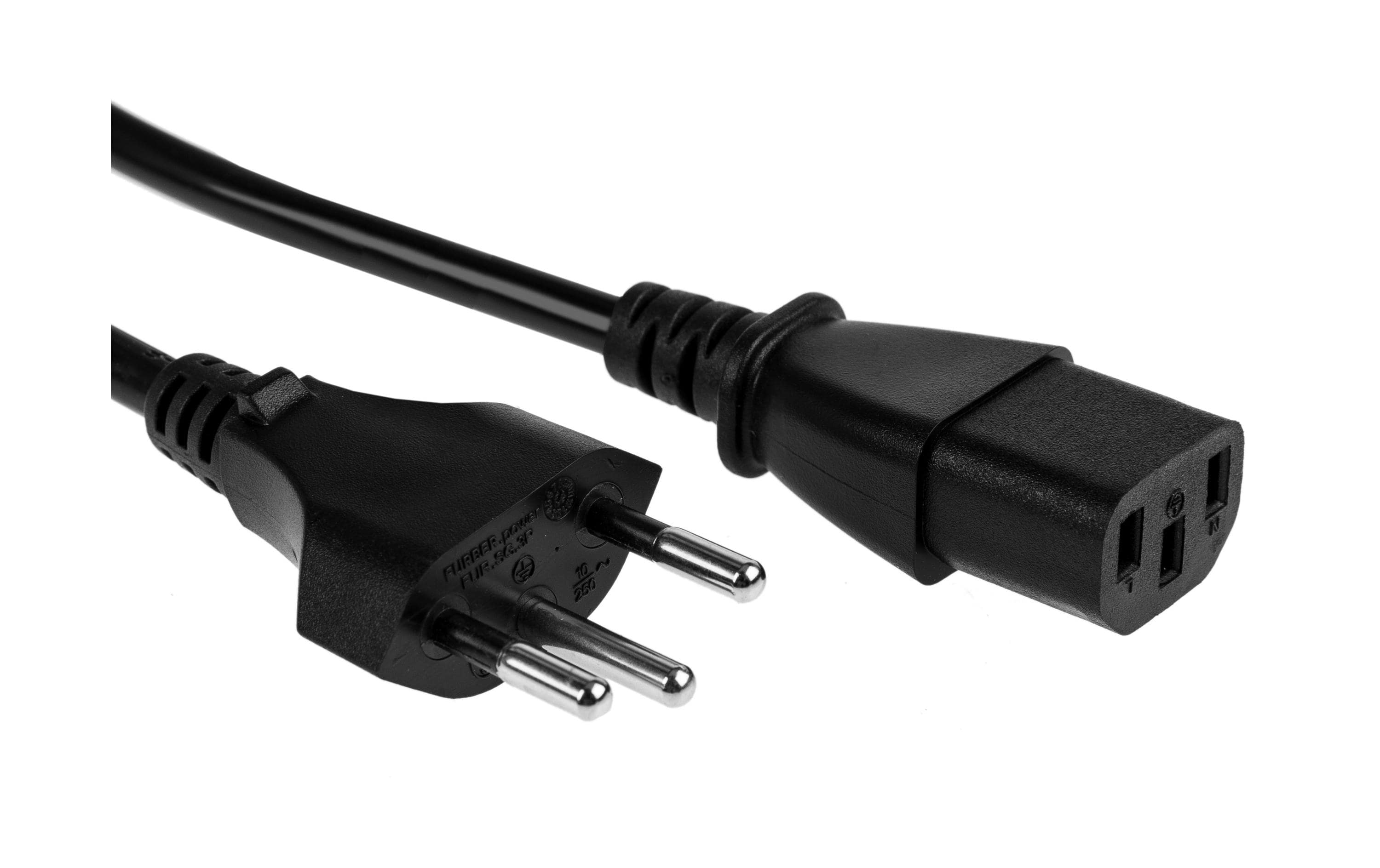 FURBER.power Netzkabel – T12–IEC C13, 1,8 m, 3×0,75 mm², 230 V/10 A, schwarz