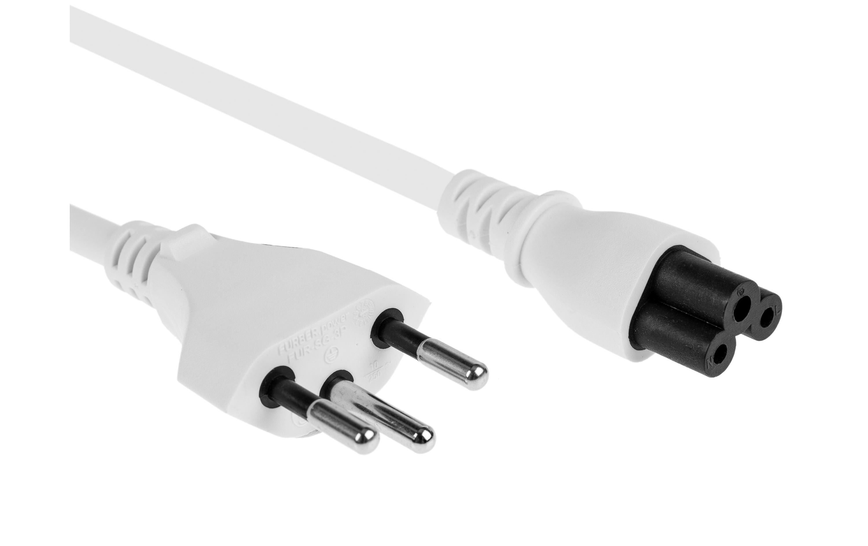 FURBER.power Netzkabel – T12–IEC C5, 1,8 m, 230 V/2,5 A, weiss