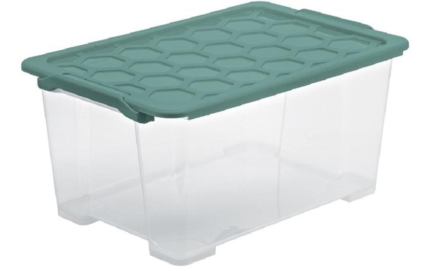 Rotho Aufbewahrungsbox – Kunststoff, transparent/grün, 59 × 28 × 39,5 cm