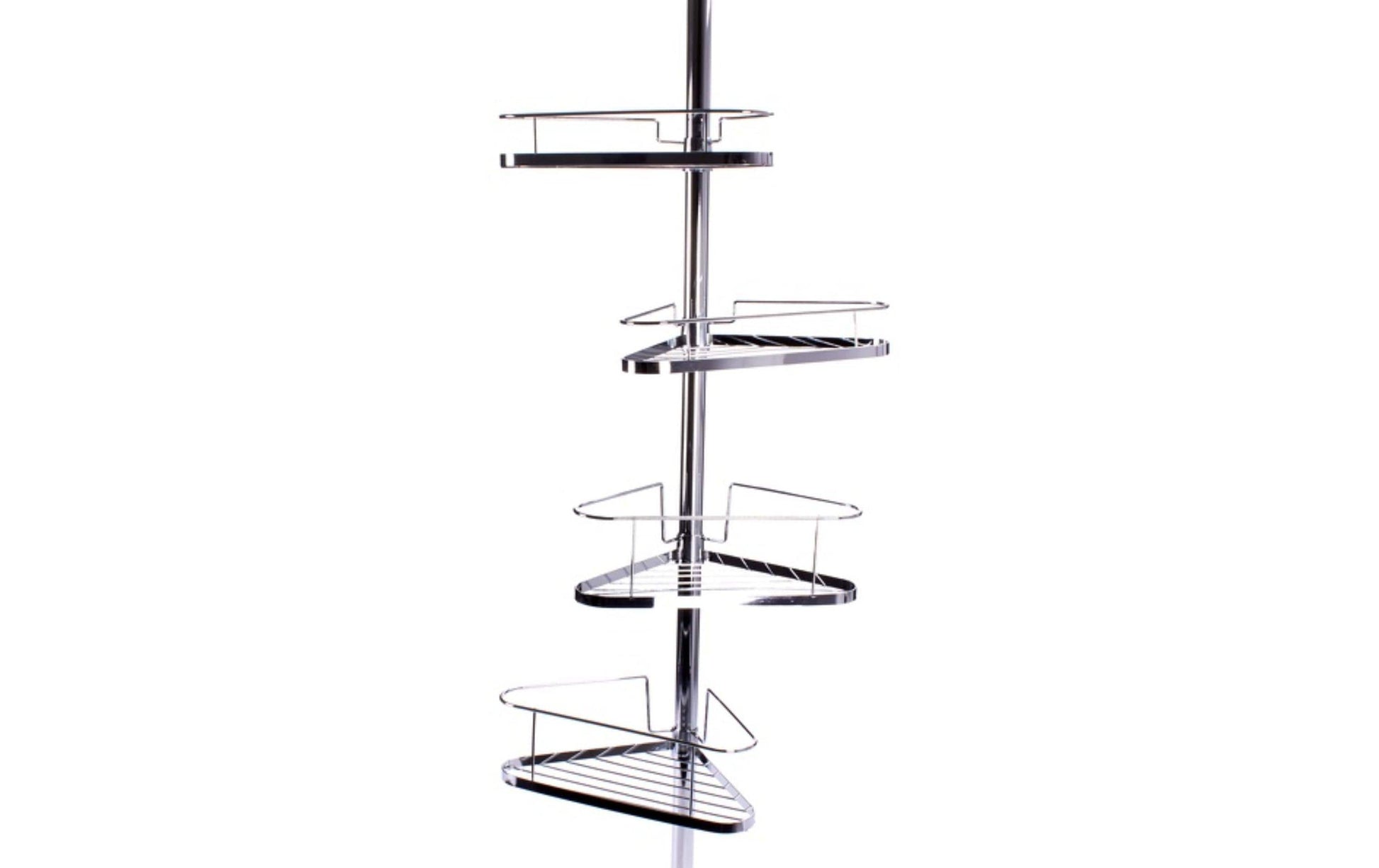MSV Duschregal Teleskopstange – 35,5×25×145–250 cm, Metall, Silber