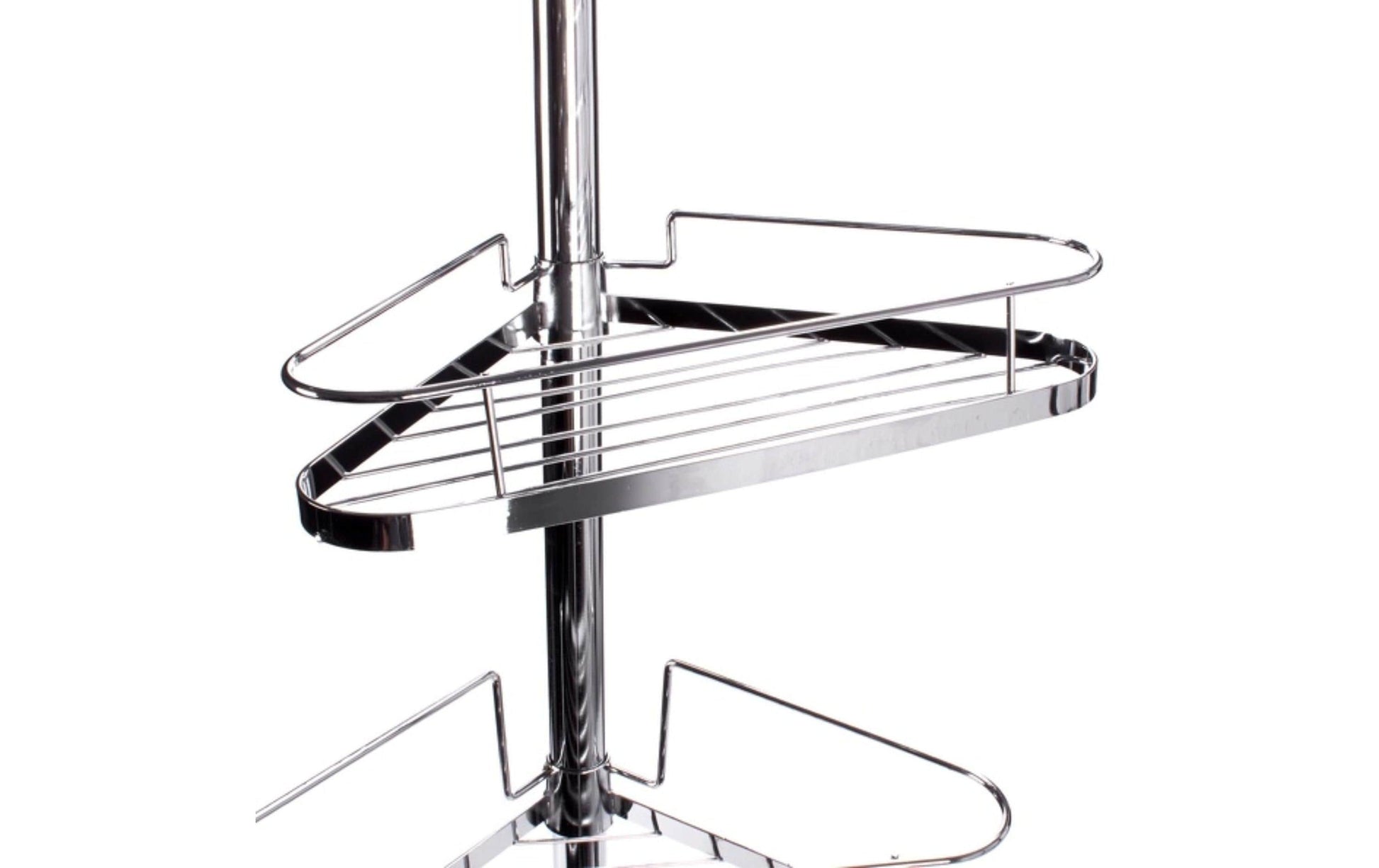 MSV Duschregal Teleskopstange – 35,5×25×145–250 cm, Metall, Silber