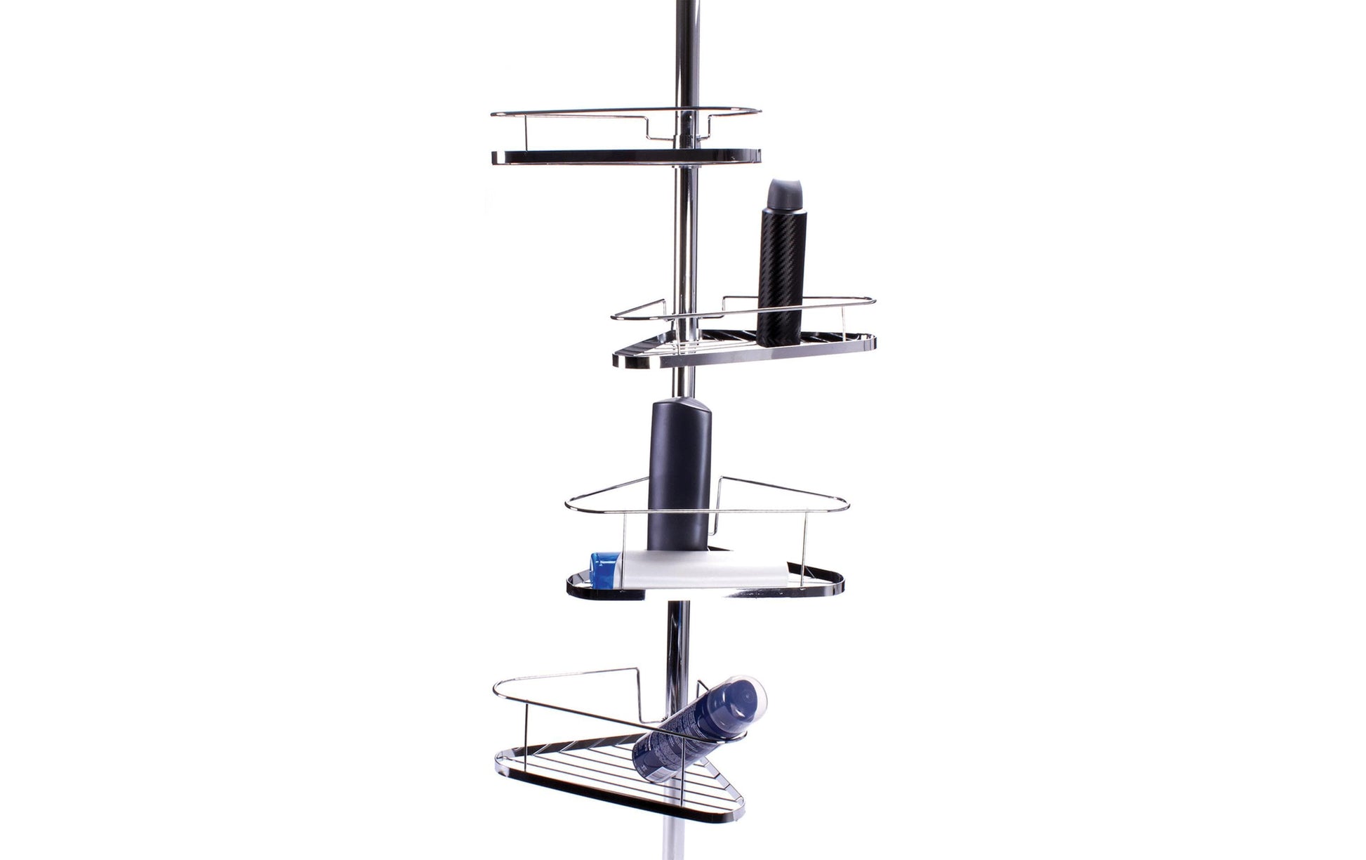 MSV Duschregal Teleskopstange – 35,5×25×145–250 cm, Metall, Silber